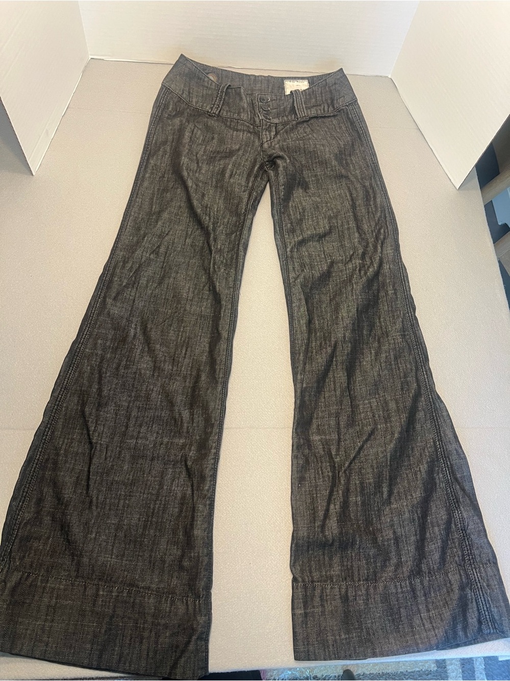 Free People Bell Bottom Jeans Black Button Fly Size 25